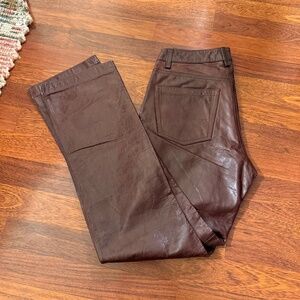 NWT Vintage Gap Leather Brown Bootcut Pants Size 4